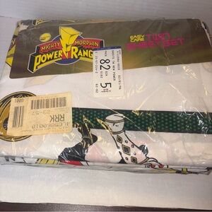 Power Rangers Twin Sheet Set Vintage RARE Seal 1995 Pillowcase Fitted Flat